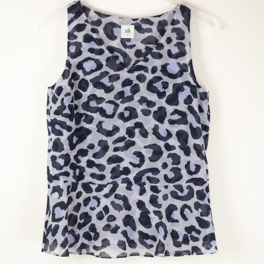 Cabi 5536 Feline Shirt Animal Print Sleeveless Blouse Tank Top Purple Size Small - Picture 2 of 7